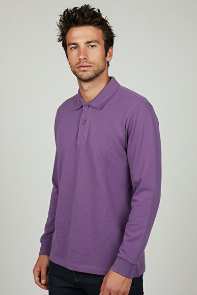 Çapıt Βαμβάκι lu Polo γιακάς με μακριά μανίκια λιλά σχολικό/καθημερινό μπλουζάκι