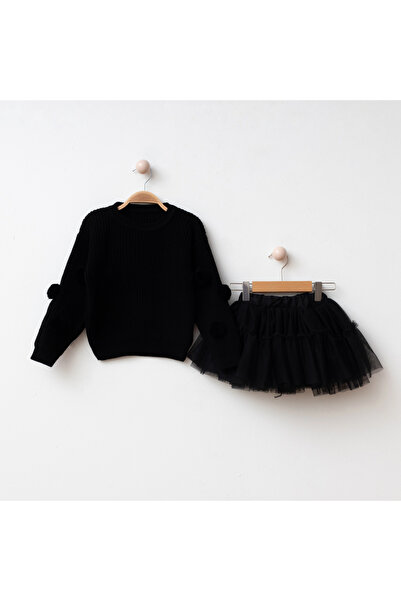 My Lusa baby wear Nilay Knitwear džemper sa pomponima i Til suknja, set za de...