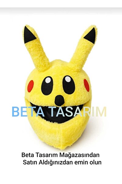 SOFT Pikachu Peluş kask kılıfı, kask süsü motorsiklet pika tarz kask motorsik...
