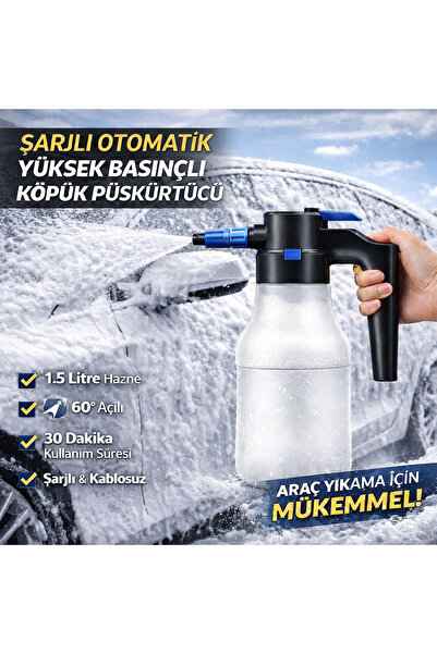 Polham Şarjlı Otomatik 1.5 Litre Yüksek Basınçlı Araç Yıkama Köpük Püskürtücü...