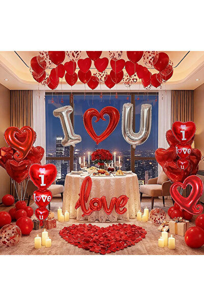 BALON DİYARI Set de baloane de dragoste pentru Ziua Îndrăgostiților - Folie d...