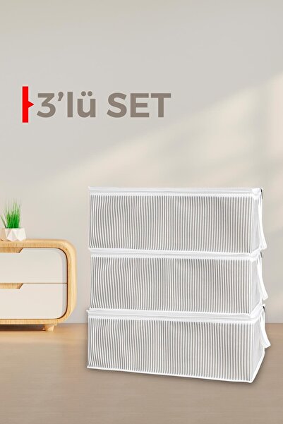 ALAS 3 Adet Hurç Baskılı Hurç 50 x 30 x 20 cm Yastık Kıyafet Battaniye Hurcu