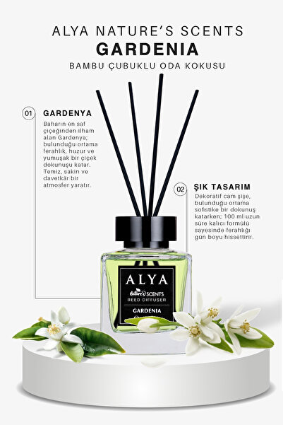 ALYA Nature's Scents Gardenia Bambu Çubuklu Oda Kokusu- Gardenya Kokusu