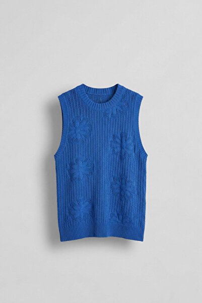 ablukaonline Erkek Örme Desenli T-Shirt Saks Mavi