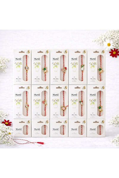 OEM Set de 30 de mărțișoare cu șnur tradițional și pandantiv metalic, 1 Marti...