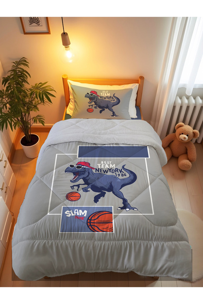 Evmila Μονό μοτίβο δεινοσαύρων 160x220 cm Wellsoft διπλής όψης σιλικόνης και ...