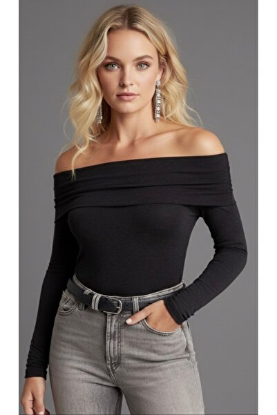 Be Best Kadın Siyah Madonna Yaka Bluz BE193