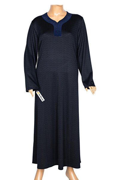 HESNA Жіноча сукня великого розміру з декором деворе та принтом, синього кольору