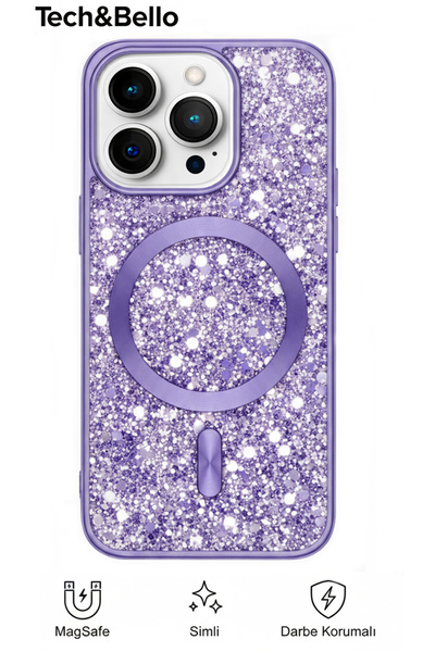 Tech&bello accessories حافظة فضية مقاومة للصدمات متوافقة مع آيفون 16 برو مع ح...