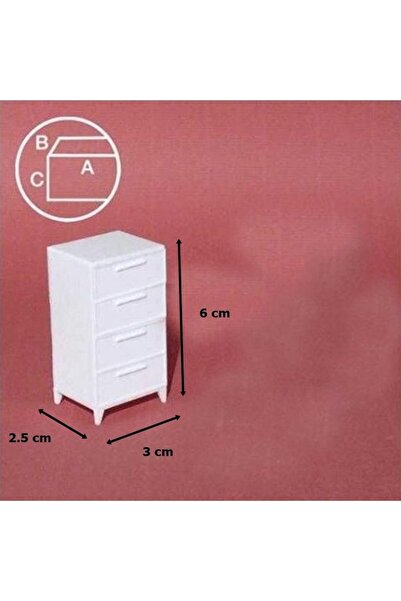 Schulcz 573240 1/25 Ölçek, Komodin -4 Çekmeceli -Beyaz