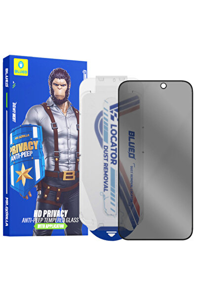 BLUEO Anti-Peep Privacy Glass for iPhone 16 Pro with Applicator, Black