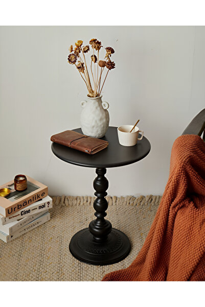 Generic Large Metal Round Side Table, Vintage Sofa Coffee Table, Vintage Serv...