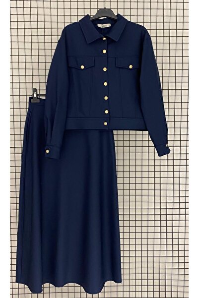 Armine Button Closure Viscose Fabric Transitional Set