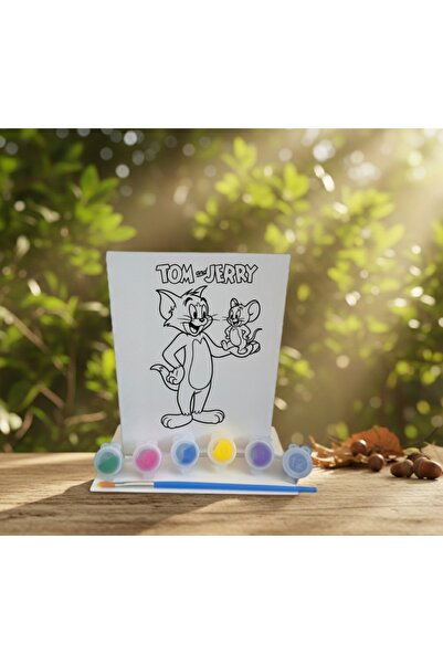 Öğretmenden Tom ve Jerry masa üstü mdf biblo boyama seti