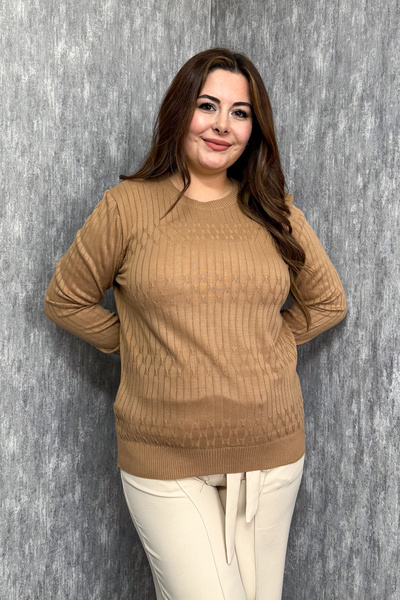 ModaPlaza Women's Half-Hair Knitted Patterned Knitwear Sweater 5816