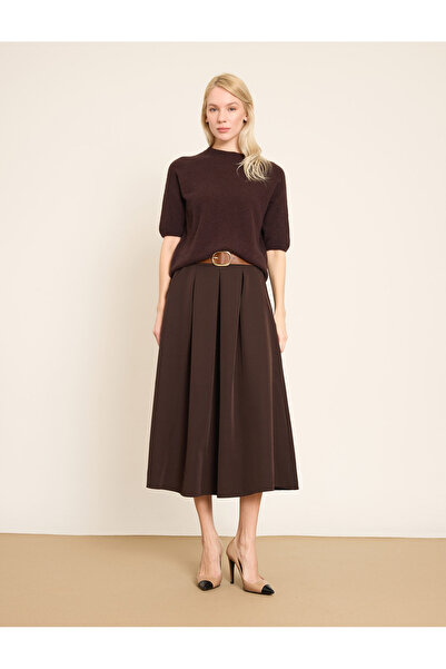 BGN workshop Belted High Waist Pleated Midi Skirt
