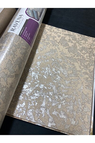 KOÇ YAPI DEKOR Tutkal hediye 16m2 ithal kabartmalı kahve üzeri gümüş detay si...