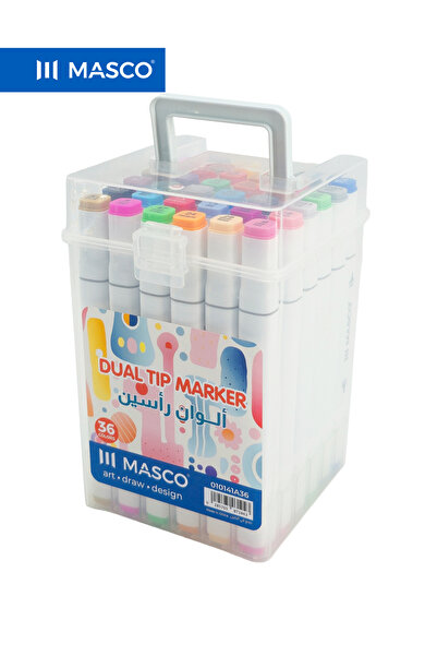 MASCO Dual Tip Marker Set, 36 Colors, Fine Tip & Broad Tip, Quick-Dry Premium...