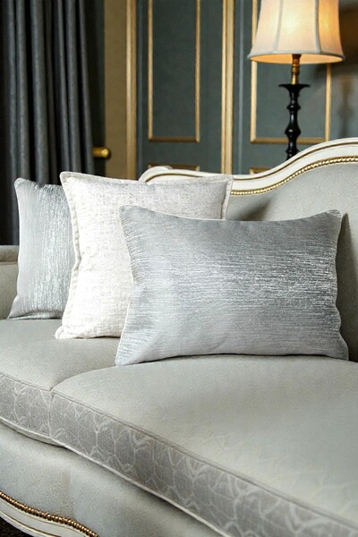 VISIONARIO Cushion Cover Set in Plain Jacquard & Velvet - Double-Sided with P...