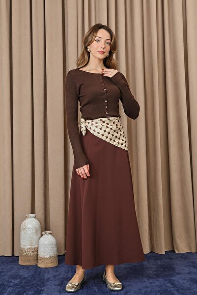 Puane Women's Polka Dot Scarf Open Front Woven Skirt