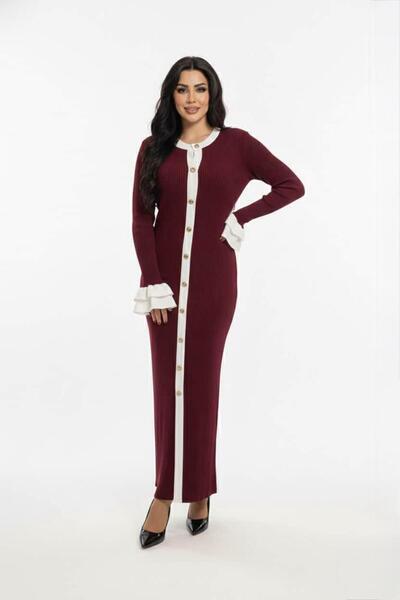 Cara Flounce Sleeve Knitwear Women's Dress Standard Size Cotton Midi Length D...