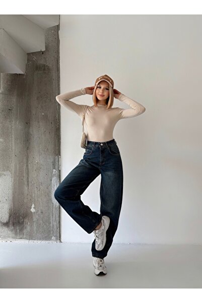 Your Shine High Waist with Back Belt Buckle Loose Legs Baggy