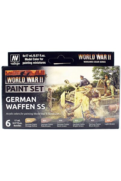 Vallejo 70207 6x18 ml. German Waffen SS, Model Color Serisi Model Boyası Seti