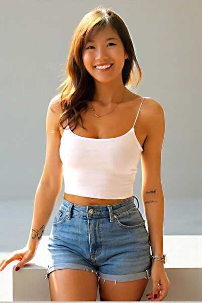 SEDİRLİ Thin Straps Crop Cotton Combed Cotton Fabric Women's Blouse Bustier