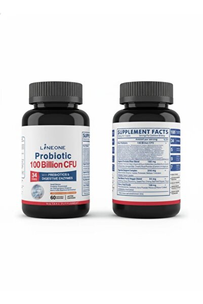 LINE ONE 🦠 LINEONE Probiotic 100 Billion CFU - With Prebiotics & Digestive E...
