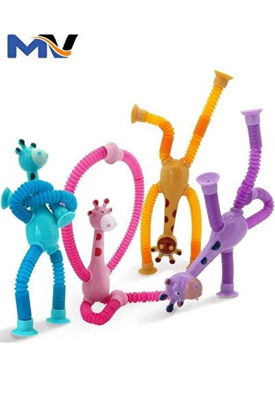 Generic 4 Pieces LED Telescopic Suction Cup Giraffe Toy