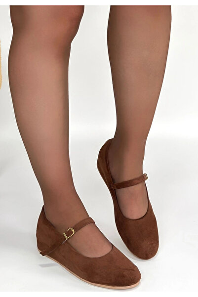 Alfanora Lossa Tan Suede Belted Ballerina Shoes