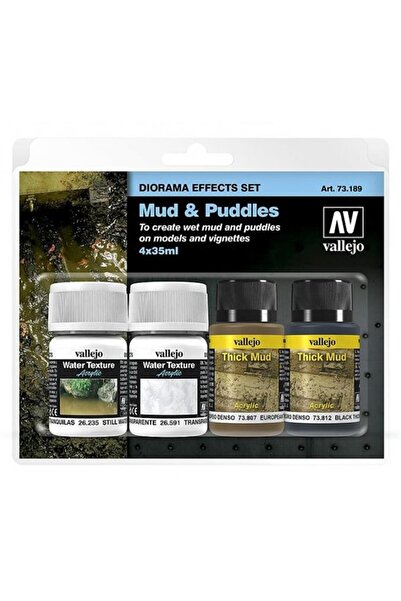 Vallejo 73189 4X35 ml. Mud & Puddles (4), Model Boyası Pigment Seti