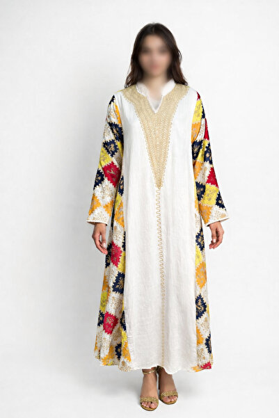 THOGUE Luxurious traditional jalabiya with multi-colored embroidery and decor...