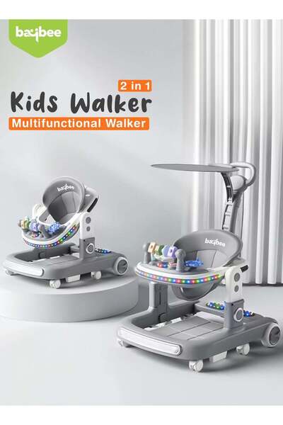 BAYBEE مشاية أطفال 3 في 1 مع مقبض دفع للوالدين، 3 ارتفاعات قابلة للتعديل، أضو...