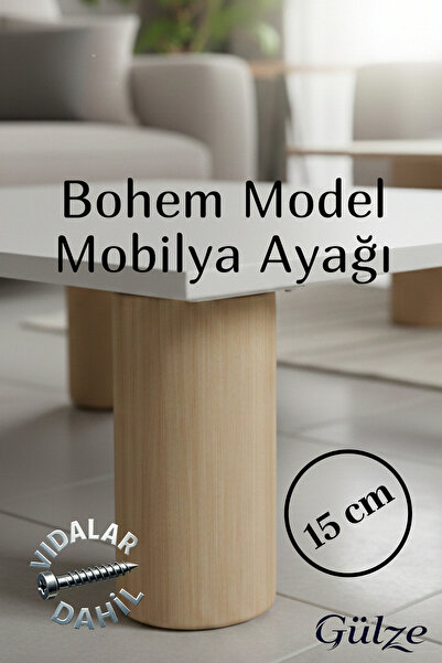 GÜLZE (15 cm) BOHEM Model (Ceviz)- Mobilya Ayağı (Mobilya Ayağı, Dolap, Koltu...