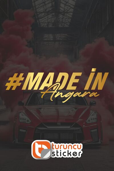 Turuncu Sticker ملصق MADEN IN Angara مقاس 20x5.8 سم - ملصق للسيارة - المحرك -...