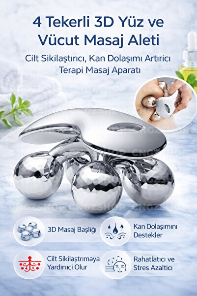 CNGZSHOP 4 Tekerli 3D Yüz ve Vücut Masaj Aleti | Cilt Sıkılaştırıcı, Kan Dola...