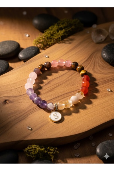 İzzet-i İkram Hediyelik Eşya Pazarı Çakra Doğaltaş Bileklik Harfli Kişiye Özel
