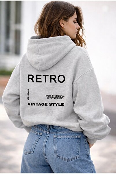 FUFLUNS سويت شيرت K بغطاء رأس مطبوع بتصميم ريترو للجنسين