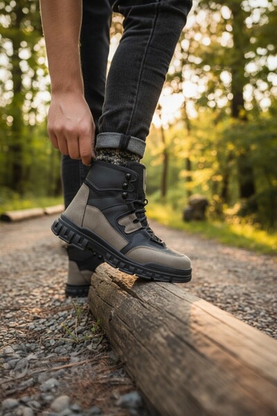 enoch حذاء إينوخ الرجالي ذو الكاحل العالي المقاوم للماء باللون الأسود الرملي ...