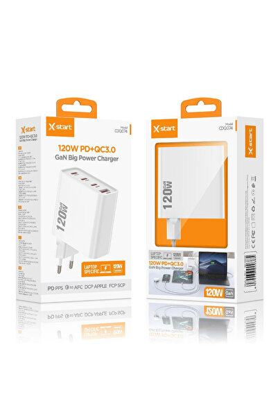 X-start Charger, 120W, 3x USB-C, 1x USB-A 20W, QC3.0, Superfast