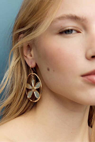 Stradivarius Çiçekli halka küpe