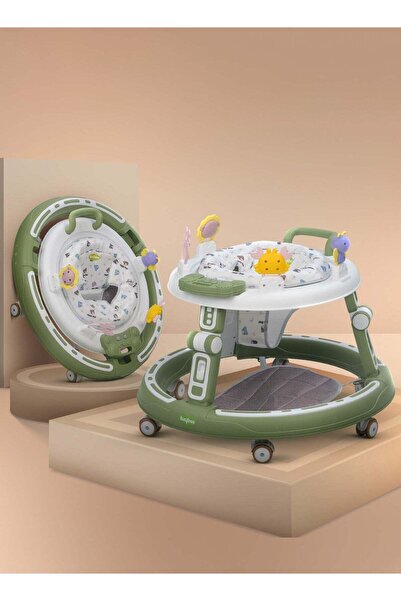 BAYBEE مشاية أطفال 2 في 1، بمقبض دفع، ومقعد قابل للدوران 360 درجة، وقضيب ألعا...