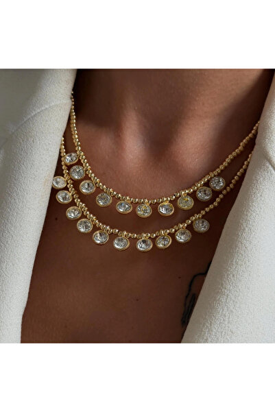 Butik Vip Seri 14K Damla Taş Frigo Kolye 1 sıra