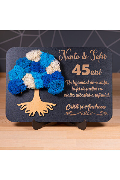 Creators of Crafts Wedding anniversary gift with lichens -45 Years - Sapphire...