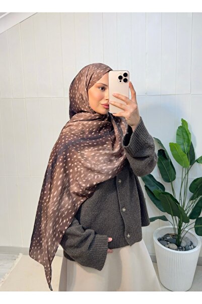 Mira İpek Ceylan Bambi Desenli Pamuk Soft Şal Trend Kadın Şal ps221