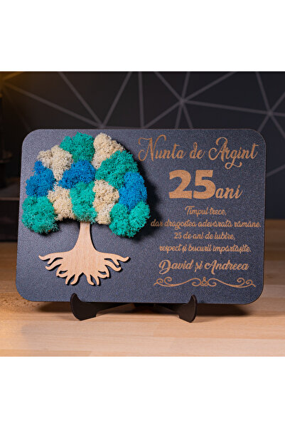 Creators of Crafts Wedding anniversary gift with lichens - 25 Years - Silver ...