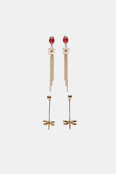 Stradivarius Set of 2 pairs of garden dangle earrings