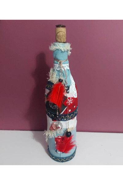 esdekor زجاجة نبيذ مصنوعة يدويًا لعيد الميلاد، قطعة واحدة ذات طابع فني وحرفي