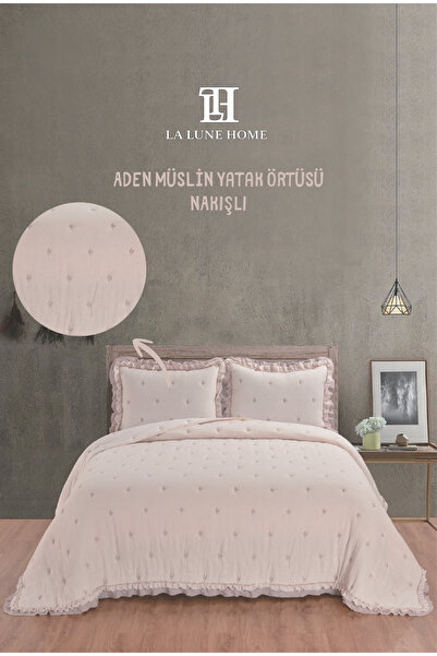 la lune home ADEN MÜSLİN YATAK ÖRTÜSÜ BATTAL BOY NAKIŞLI